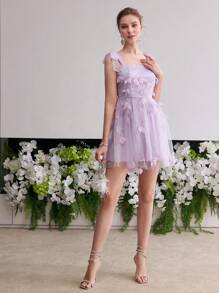 MOTF Soiréza CONTRAST MESH APPLIQUES COCKTAIL DRESS - Mauve Purple - View 5