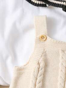 Baby Girl Knitted Romper, Fashionable For Spring & Autumn - Beige - View 3