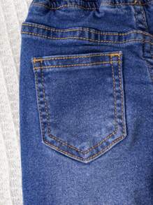 SHEIN 男婴休闲水洗简约牛仔短裤