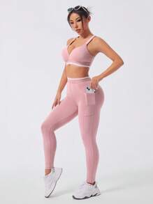 Sovereign Charm Women's Round Neck Short Sleeve Letter Print Simple Top And Pants Casual Versatile Sports Suit Workout Women Setwomen Workout Set Women Leggings Set Gym Women Outfit