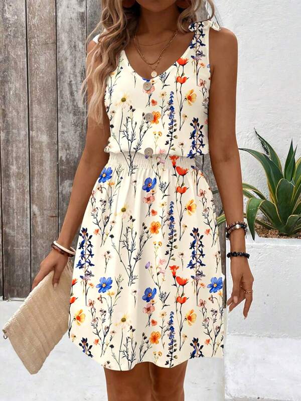 Women Sleeveless V-Neck Slip Dress, Fashionable For Summer, For Mother's Day