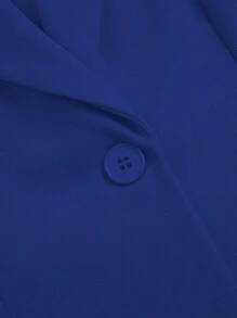 SHEIN Clasi 大码女式纯色斑驳翻领长袖修身西装外套 - 藍色 - 查看 8