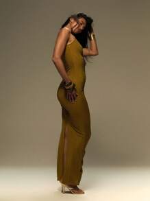 MUSERA Ruched Fitted Maxi Dress Summer Vacation Festival Outfit Y2k Spring Summer Cute Vacation Ibiza Holiday Beach Long Dress - Green - View 2