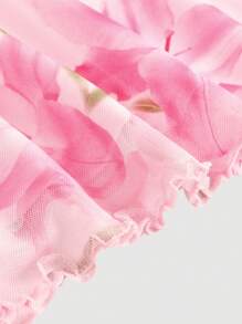 SHEIN MOD Women's Floral Print Spaghetti Strap Dress With Fish Tail Hem, Summer Yellow Dress,Summer Dresses For Women - Pink - View 4