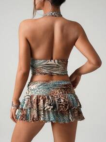 SHEIN ICON 2 件套女式挂脖式背心 + 迷你裙套装