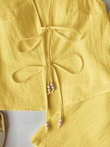 Comfortcana Women 2 Pieces Set: Woven Vest & Pants In Yellow - Yellow - View 4