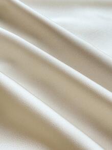 Franclia 夏季优雅复古优雅无袖圆领束腰中长连衣裙，优雅连衣裙，不对称印花设计 - 杏色 - 查看 3