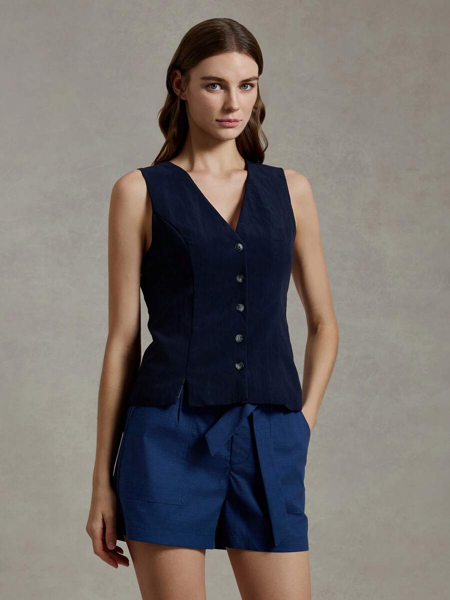 Briarwyn Plain Weave Casual Commuter Top For Summer V Neck Tank Top For Women Classy For Women - Royal Blue - View 1