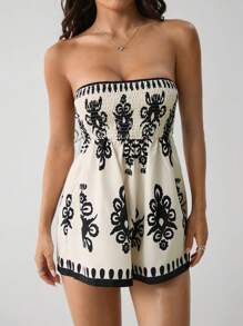 SHEIN PETITE Mono estilo vintage con estampado para mujer para vacaciones - Multicolor - Ver 8