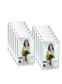 Acrylic Fridge Magnet Frame, Transparent Double-Sided Magnet Photo Frame, Display Frame, Suitable For Fujifilm, 2.36 X 3.54 Inch - White - View 3