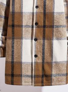 Karierte, gefütterte Kapuzenjacke für Tween Jungen, geeignet für den Weg zur Arbeit, die Schule, den Alltag, den College-Stil, Sport, Herbst und Winter