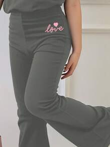 SHEIN 2 stuks Meisjes Casual Eenvoudige Ronde Hals Korte Mouw Top En Broek Set, Geschikt Voor De Zomer