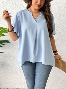 SHEIN Clasi Camicia da donna casual ed elegante con pieghe di taglie comode