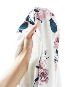 Ellevyn 2pcs Set: Women's Elegant Floral Print Bodycon Dress And Pink Knit Mid-Sleeve Cardigan, Suitable For Dates, Commute, And Daily Wear