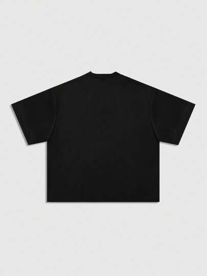 Street Life Camiseta gráfica corta de hombro caído oversize, estilo callejero retro para hombres