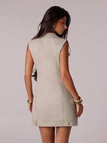 Avantive Robe courte d'été sans manches à col rabattu et style urbain pour femme