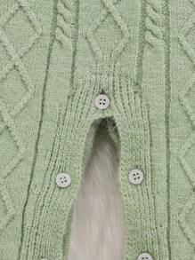 SHEIN Bimba Jumpsuit in maglia a trecce con cappuccio - Verde - Visualizzare 4