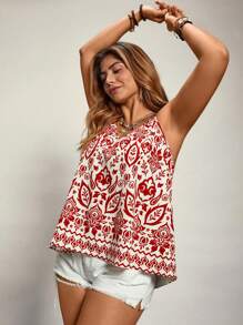 SHEIN VCAY Camiseta de tirantes con estampado floral para mujer de talla grande