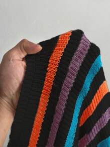 Bộ 2 món áo buộc dây màu cầu vồng và chân váy mini thanh lịch cỡ lớn - màu đen - Xem 7