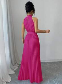 Selianne Váy xếp ly chữ A cổ bèo nhún lãng mạn thanh lịch cho ngày lễ tình nhân dành cho nữ - Màu Hồng Tươi - Xem 2