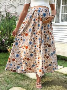 SHEIN Gonna a-line ampia in stile casual floreale per la maternità