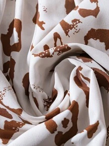 Linhara Women's V-Neck Leopard Print 3/4 Sleeve Casual Loose Blouse - Khaki - View 5