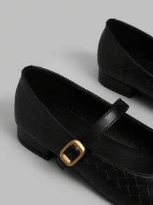 Ontre 女式黑色简约平底鞋，实用多功能新设计 - 黑色 - 查看 3