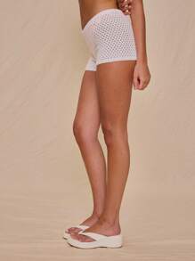 MUSERA Mid Rise Mini Hot Sweater Shorts Spring Summer Vacation Cute Elegant Beach Cover UP Sweet Escape Beach Club Chic Holiday - White - View 3