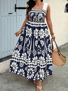 SHEIN Holidaya Blumenkleid in Große Größen, lässiger Urlaubsstil