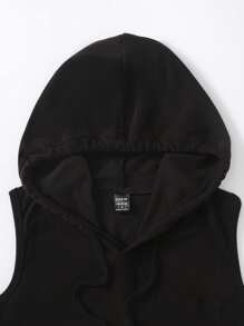 Abito corto da donna, abito con cappuccio senza maniche con tasche, abito casual e comodo aderente per signore, adatto per primavera/estate