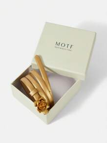 MOTF PREMIUM 1PC 3D FLOWER/ROSE DECORATIVE BUCKLE SKINNY WAIST BELT - Gold - View 7