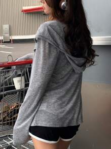 DAZY 3 件套运动休闲开衫、吊带背心和短裤家居服套装女士睡衣 - 灰色 - 查看 2