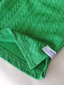 Manfinity Homme Men's Summer Casual Textured Letter Patch Drawstring Waist Shorts - Green - View 4