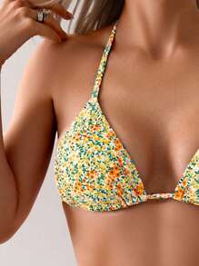 SHEIN Swim 女士吊带碎花细肩带比基尼套装 夏季海滩 - 彩色 - 查看 3