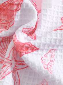 Swim Mod Women Summer Beach Starfish Print Bandeau Sexy Bikini Swimsuit Set - Red - View 6