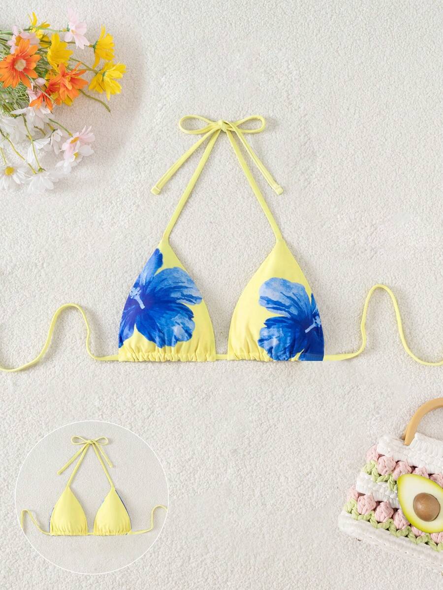 Swim Mod Women Solid Color Stylish Spaghetti Strap Backless Bikini Top, Beachwear For Summer Beach Vacation - Multicolor - View 1