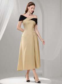 Poshira Abito da sera formale da donna con design asimmetrico (molto decorato), abito occidentale da donna, abito di Pasqua da donna, abito a maniche lunghe da donna elegante, abito da laurea da donna, abito da sera elegante da donna, abito con perline e paillettes, abito estivo a bretelle per donna, abito da festa, abito da ballo