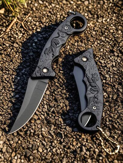 1/2Pcs High-Hardness Stainless Steel Folding Pocket Knife Compact EDC Tactical Tool Survival Knife For Camping, Hiking, Hunting, Fishing Multi-Function Utility Knife For Garden, Kitchen, Outdoor Adventure Emergency Tool Gift (Black,Razor Sharp Edge Home