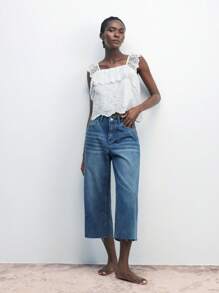 Maija Jeans en denim bleu taille basse ajustés 3/4 pour femmes