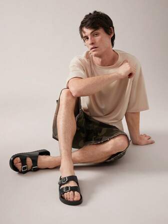 SHEIN SHUZIA Bestseller Herren Lässig Verstellbare Doppelschnallen Riemen Slip-On Sandalen - Bequeme tägliche Grundausstattung