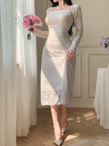 DAZY Set de 2 vestidos de encaje sexy para mujer, para primavera/verano - Blanco - Ver 5