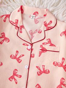 2pcs/Set Girls' Apricot Butterfly Print Long Sleeve Cardigan & Long Pants Casual Comfortable Home Outfit,Summer,Travel - Coral Pink - View 6