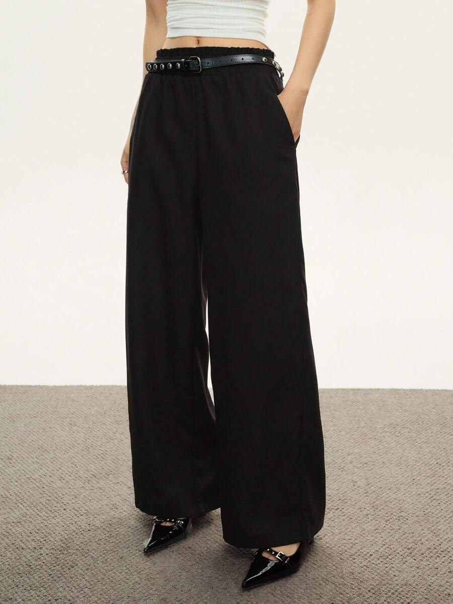Rina Fox Loose Straight Relaxed Style Women's Wide Leg Pants - Black - View 1