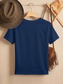 Chiquease 'Music Soothes My Soul' Headset Graphic Tees Letter Slogan T-Shirt, Round Neck Short Sleeved Women Tops