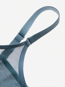 LUVLETTE Plus Fullcover Unlined Plunge Breathable Mesh Sheer Airy Basic Breezy Comfort Minimizer Bra - Dusty Blue - View 12