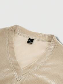 Manfinity Homme Plus Size Men's Solid Color Round Neck Short Sleeve T-Shirt, Fashionable For Summer - Apricot - View 4