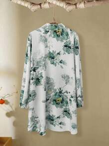 Modelyn Áo cánh dài tay in hoa ngày lễ cỡ lớn cho nữ - màu xanh lá - Xem 2