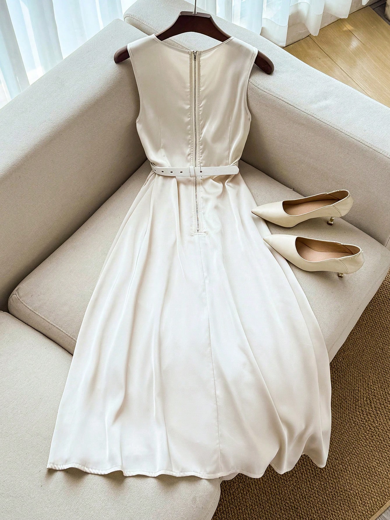 Franclia فستان أنيق وأنيق بدون أكمام بياقة مستديرة...