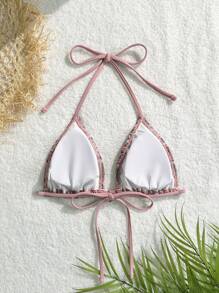 Swim Vcay Women's Specialty Fabric Shell Pendant Lace-Up Backless Top For Summer Beach Vacation - Pink - View 5