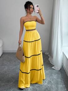 Rafferiza 2pcs Women Elegant Cropped Tube Top & Skirt Set